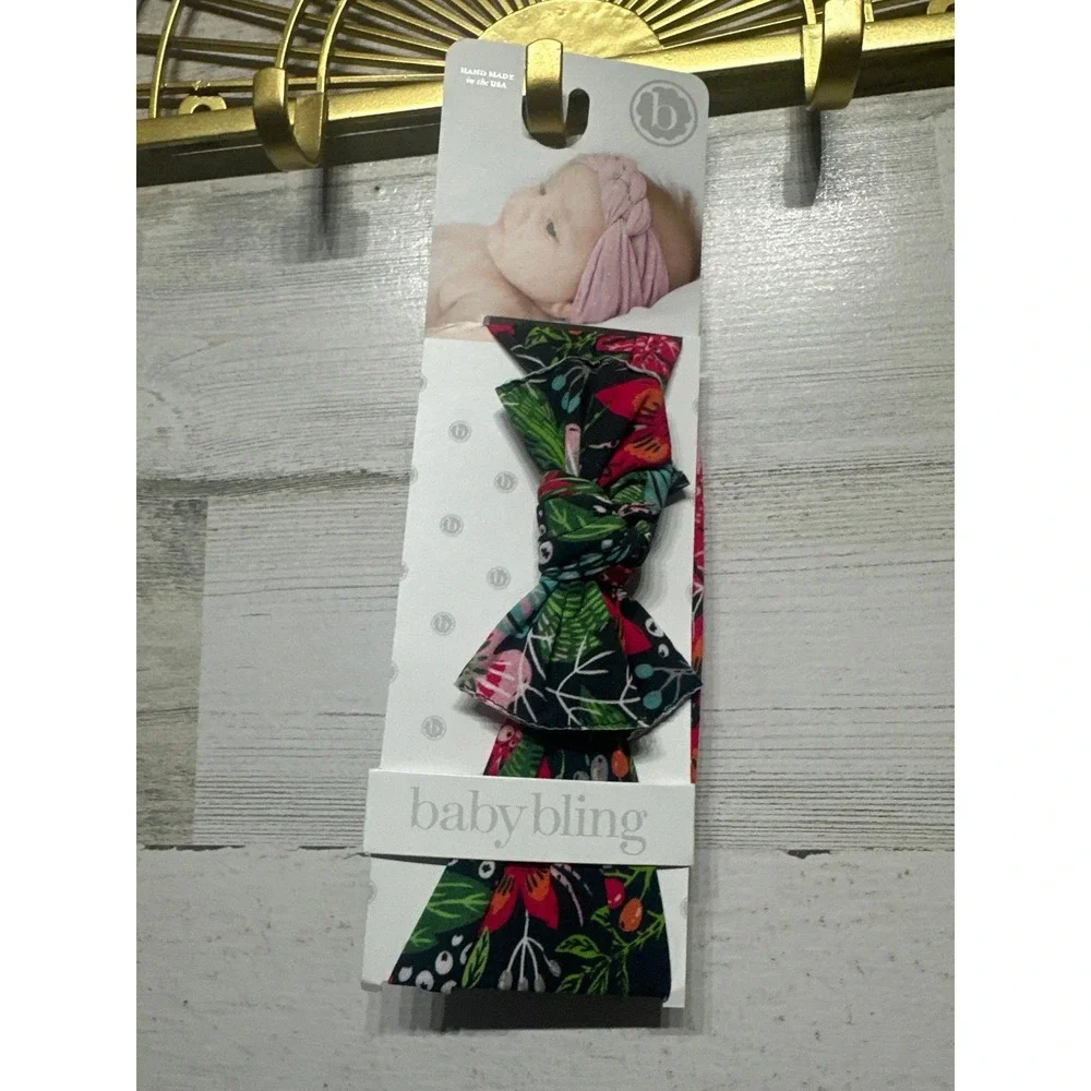 Baby Bling Headband Girls Infant Black Floral Tropical Knot Cottagecore NWT
